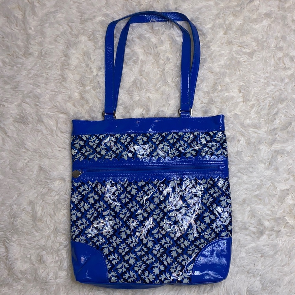 Vera Bradley Frill Blue Lagoon Tote Blue White